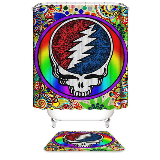Colorful Steal Your Face Shower Curtain, Grateful Dead Bathroom Decor