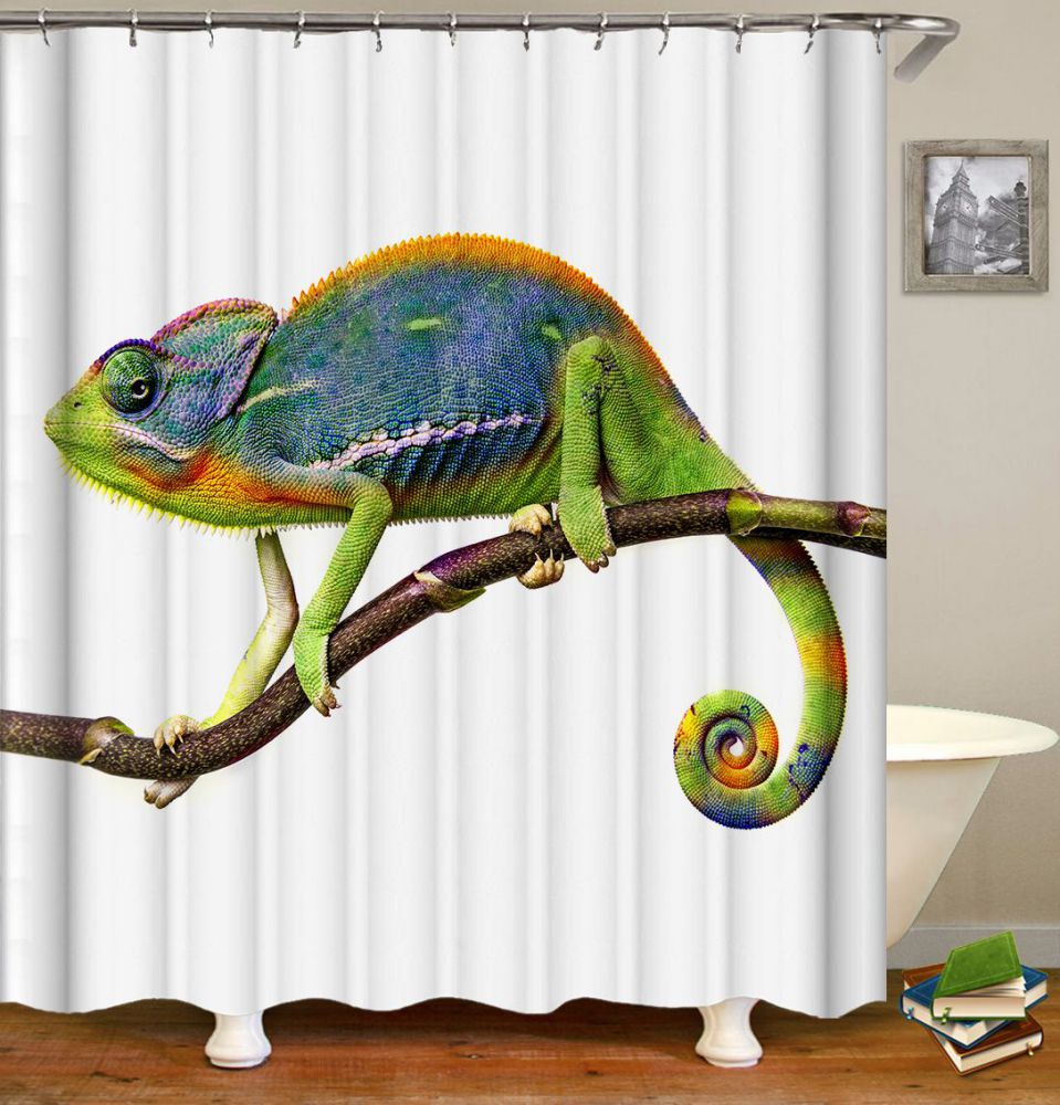 Crawling Chameleon Shower Curtain | Chameleon Shower Curtain