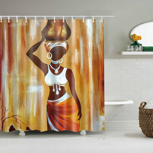 Clay Pot Woman African Shower Curtain