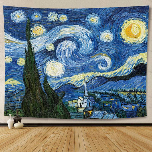 Van Gogh Starry Night Tapestry for Bedroom Living Room Decor | Van Gogh Starry Night Wall Tapestry