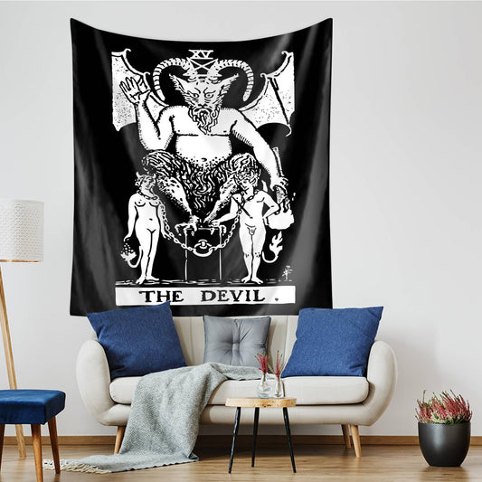 Satanic The Devil Tarot Card Tapestry for Bedroom Living Room | Satanic Tarot Card Wall Tapestry