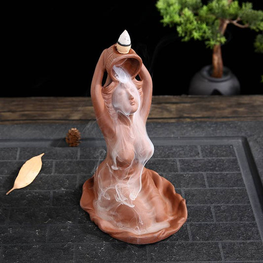 Kneeling Beauty Shower Backflow Incense Burner