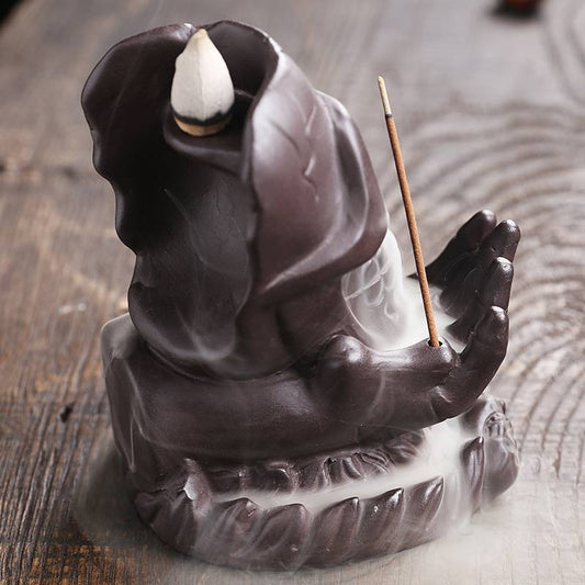 Reverse Smoke Skull Incense Burner with Incense Stick Hole