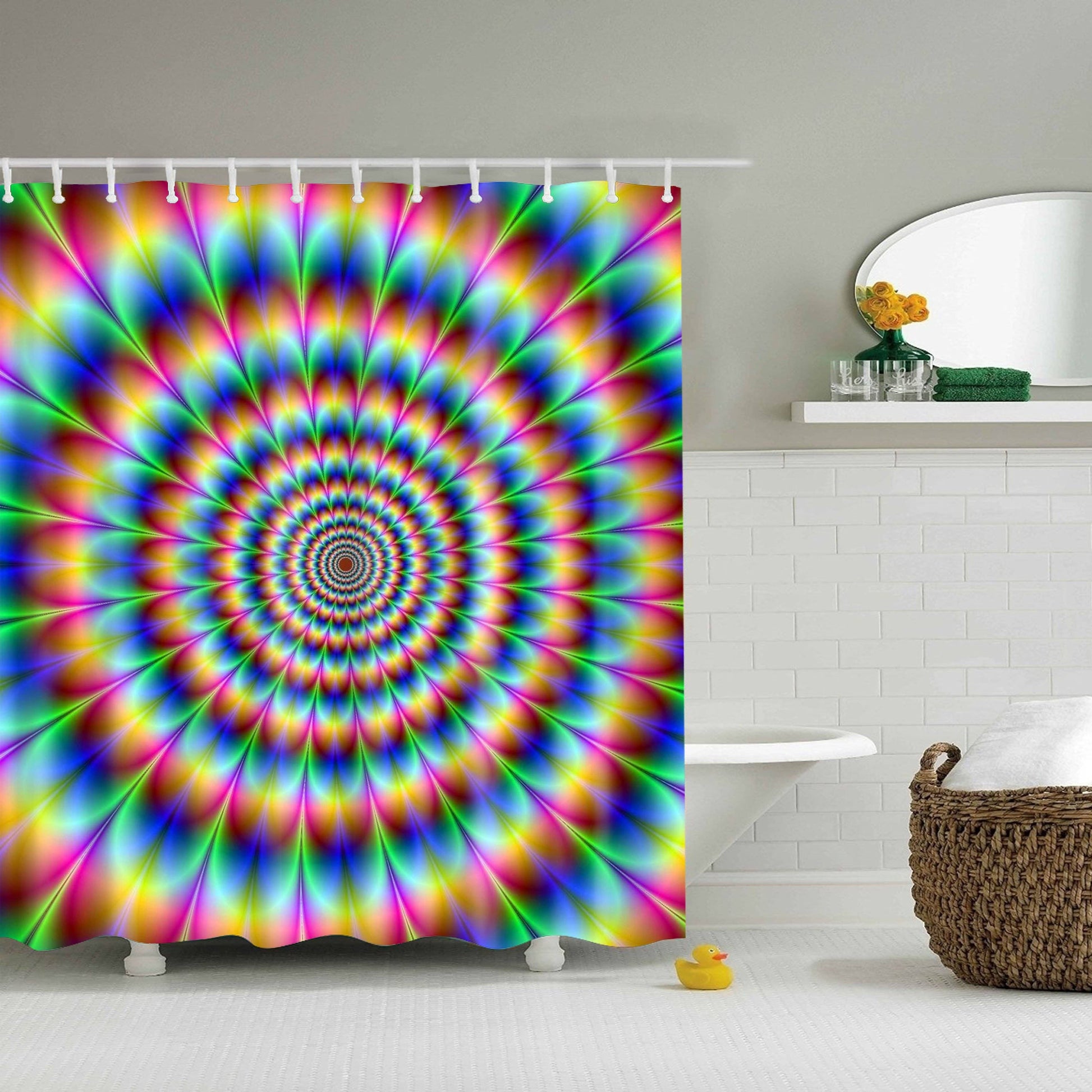 Multicolored Visual Psychedelic Trippy Shower Curtain