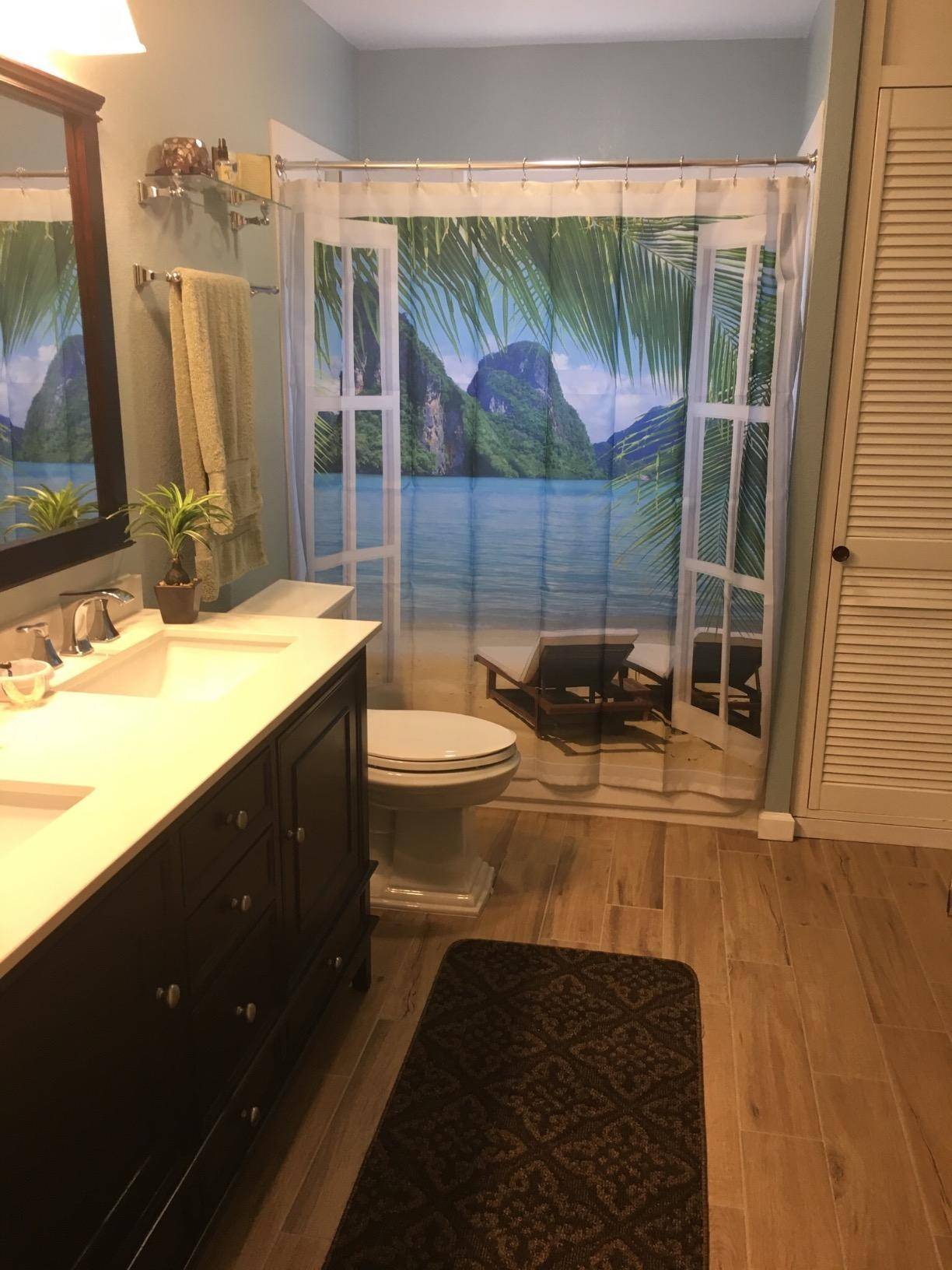 Seaview in The Window Beach Shower Curtain