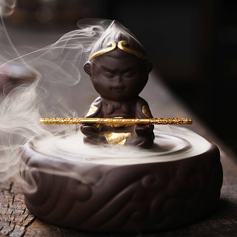 Meditating Monkey Waterfall Incense Burner