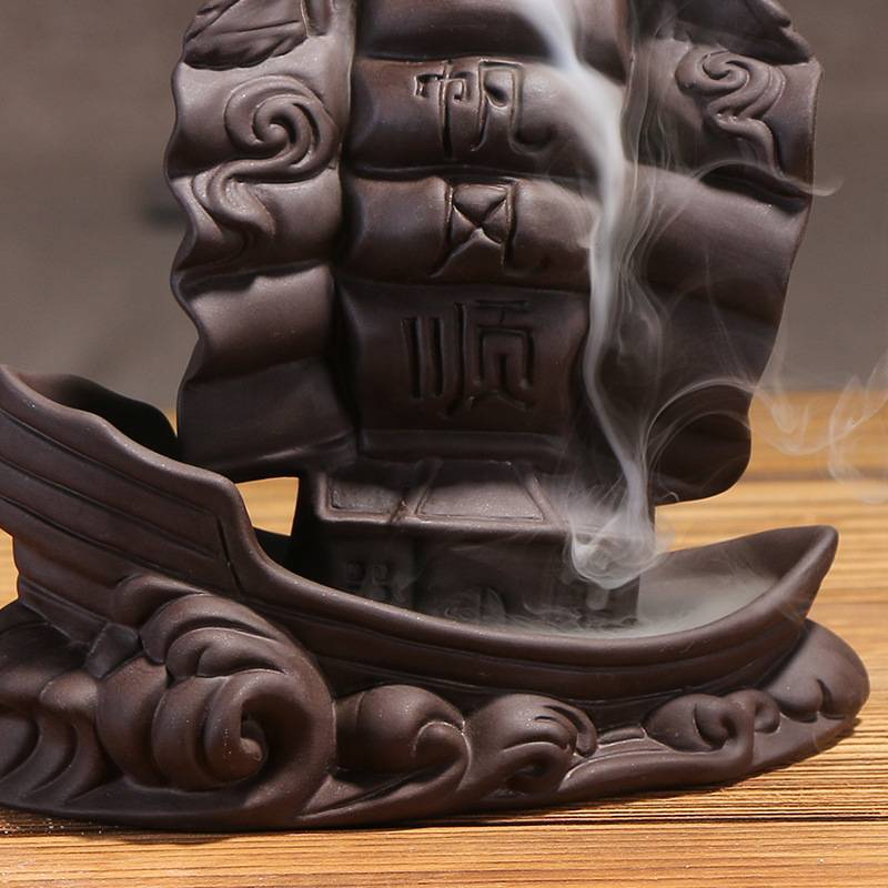 Boat Brave The Wind and The Waves Sailboat Backflow Incense Burner