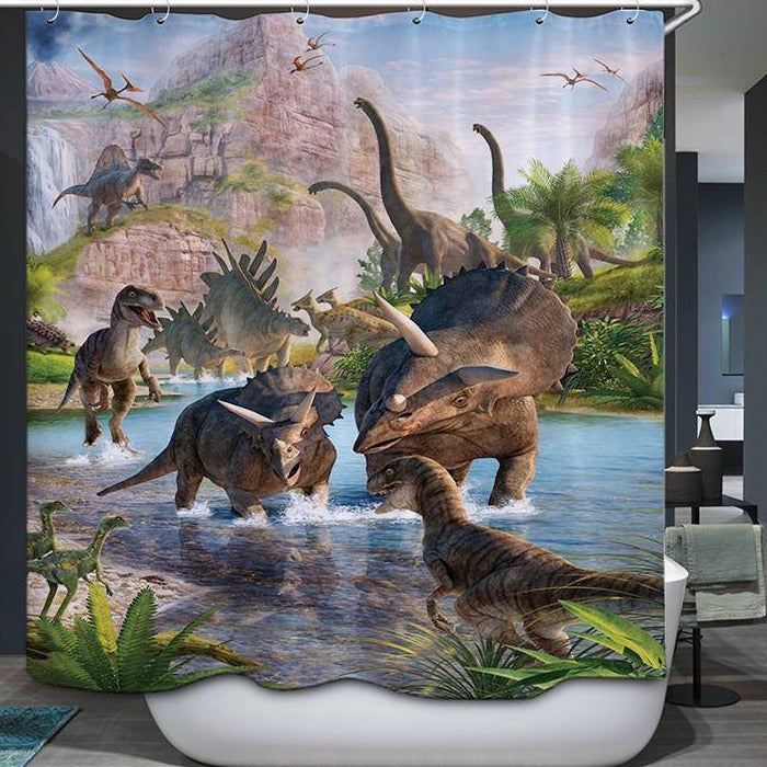 Jurassic Park Shower Curtain, Dinosaur World Bathroom Curtain – warmthone