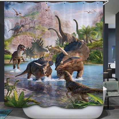 Jungle Volcanoes Dinosaur World Jurassic Park Shower Curtain