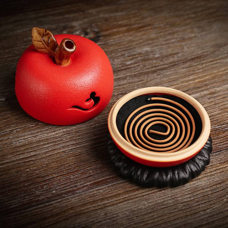 Apple Shape Ceramic Incense Burner with Lid