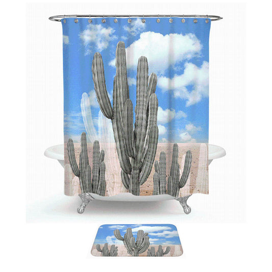 Blue Sky Desert Cactus Shower Curtain