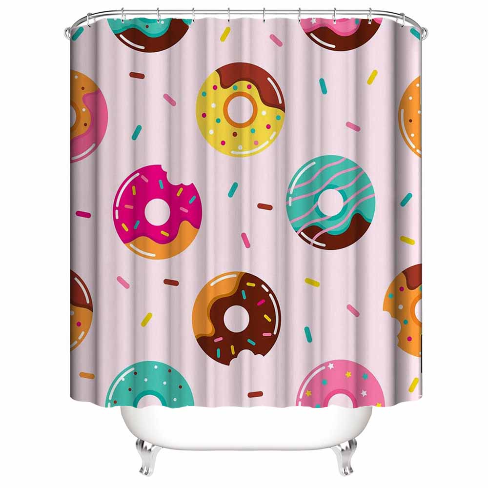 Tasty Colorful Dessert Donut Shower Curtain | Kids Dessert Donut Bathroom Curtain