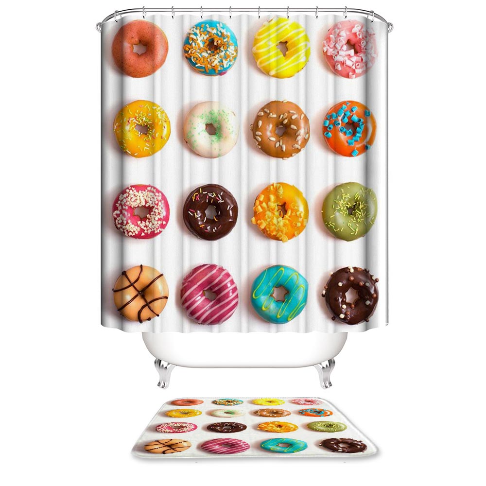 Colorful Donuts Shower Curtain | Donuts Bathroom Curtain