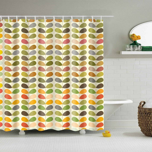 Mid Century Seamless Arrangement of Leaves Shower Curtain