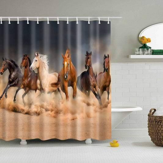 Western Wild Animal Galloping Horses Shower Curtain