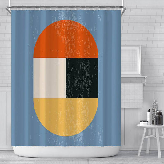 Abstract Ellipse Orange Geometric Shower Curtain | Abstract Orange Geometric Bathroom Curtain