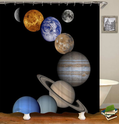 Eight Planets Solar System Shower Curtain | Planets Shower Curtain