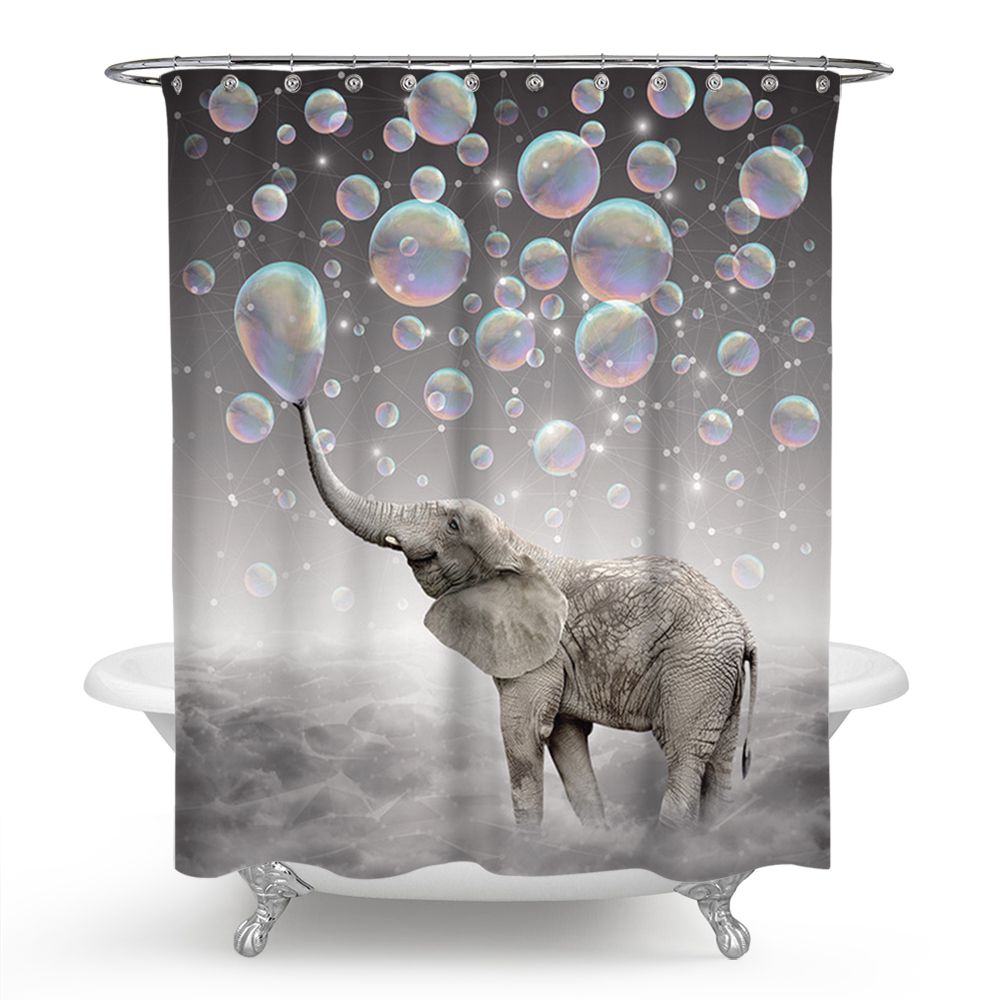 elephant blowing bubbles shower curtain