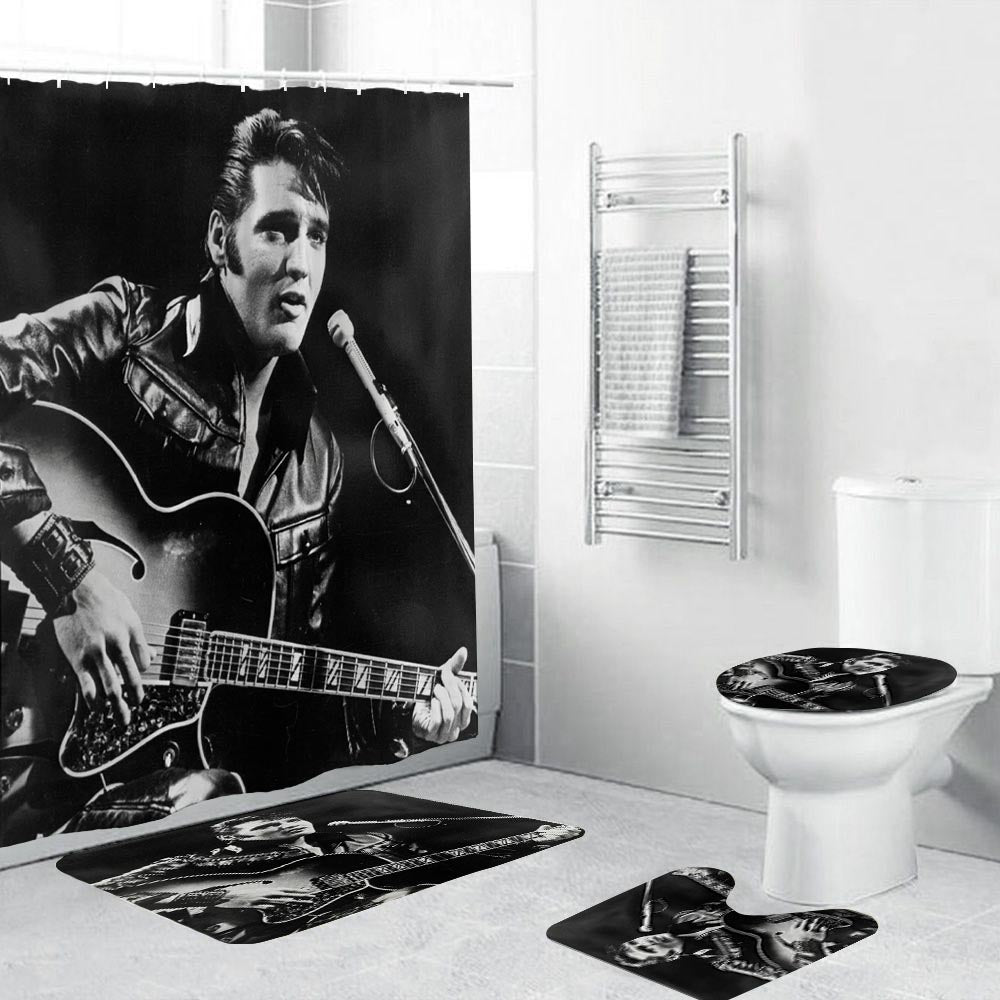 Elvis Presley Shower Curtain Star Elvis On Stage Performing Bathroom Curtain Warmthone 7018