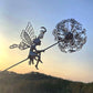 Fairy Sculptures Dancing with Dandelions for Garden Decor