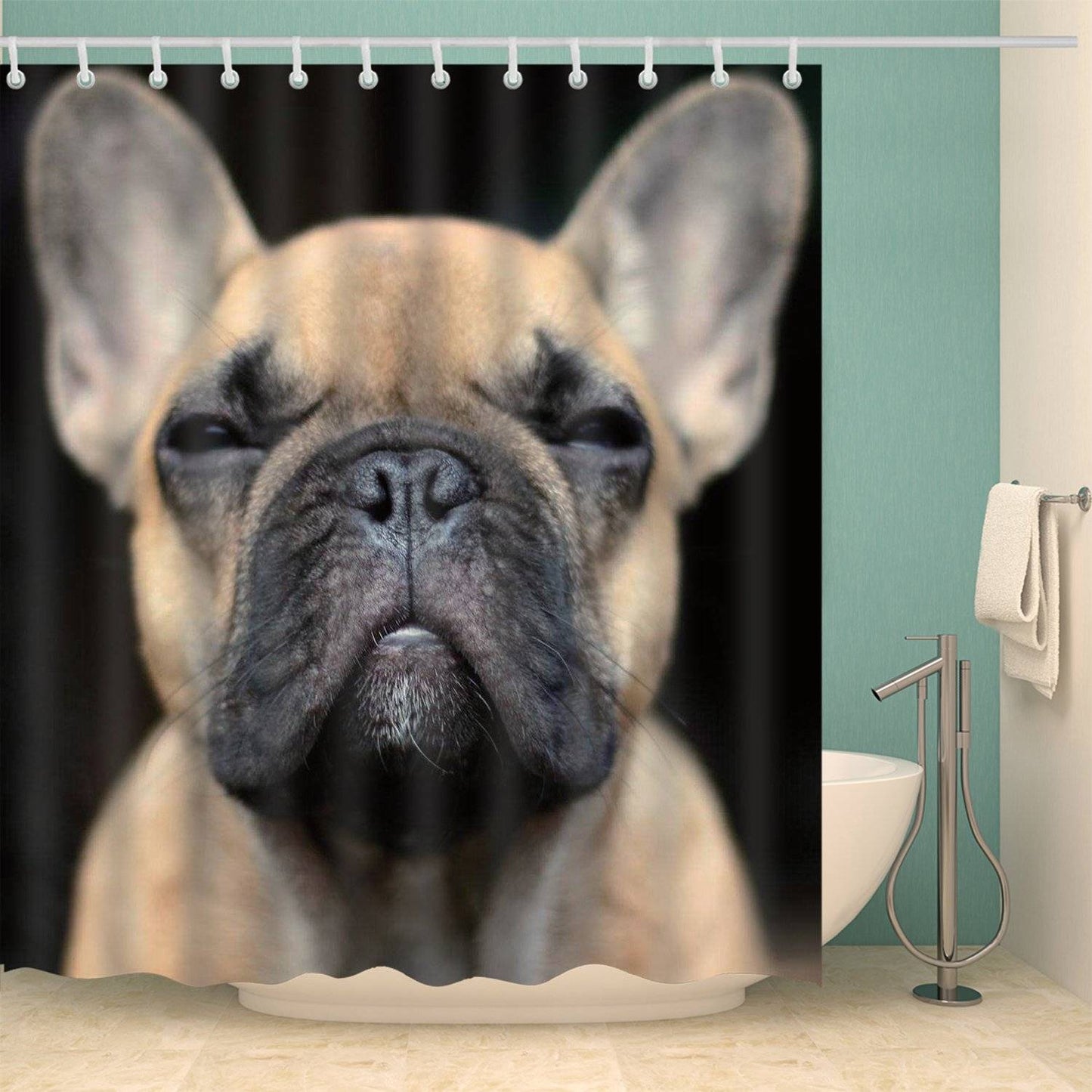 Cute Bust Animal Dog Staring Into You Bulldog Shower Curtain