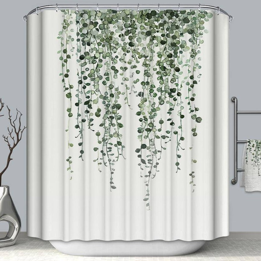 Pure Fresh Plant Style Watercolor Ivy Shower Curtain