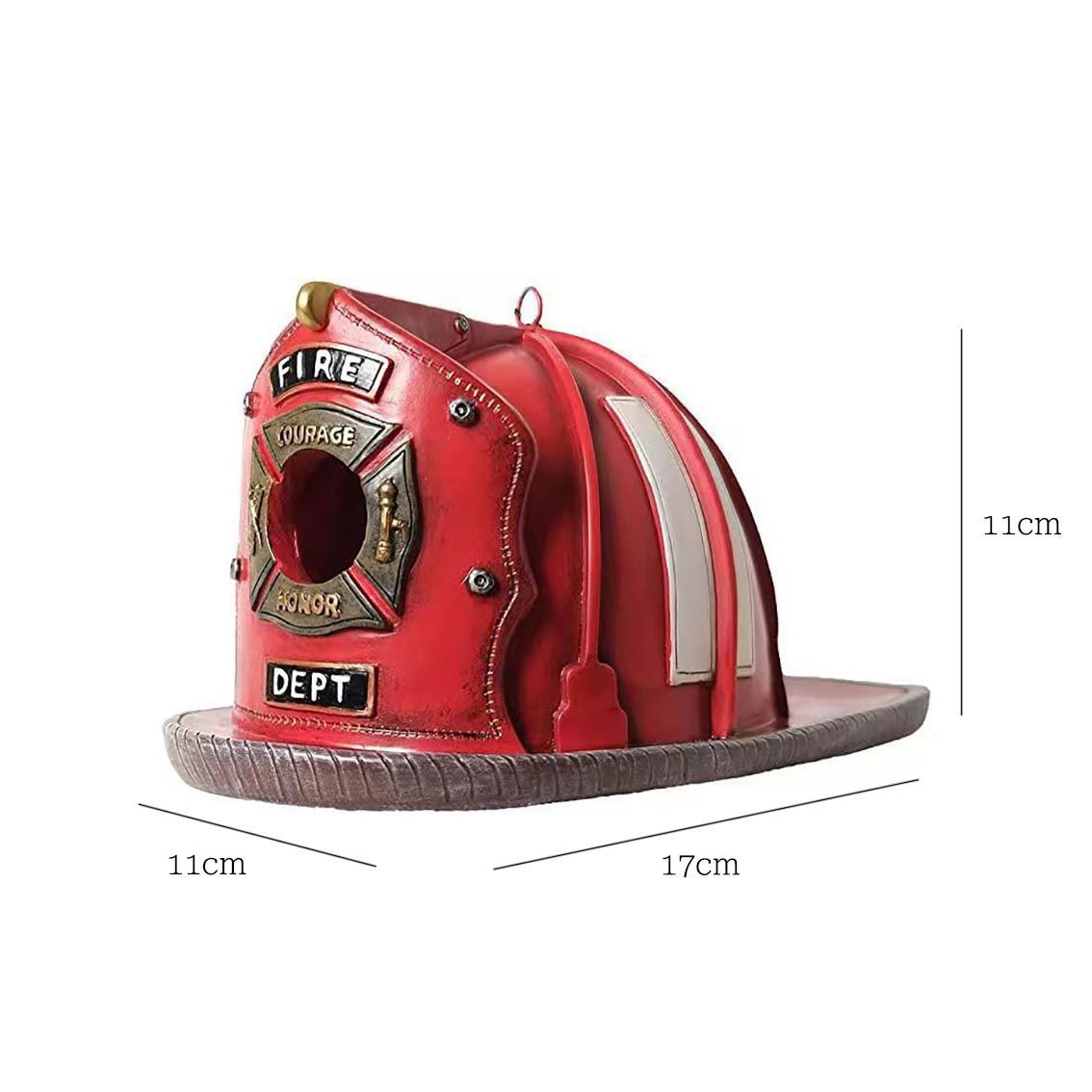 Retro Red Fire Helmet Birdhouse | Locomotive Bird Feeder