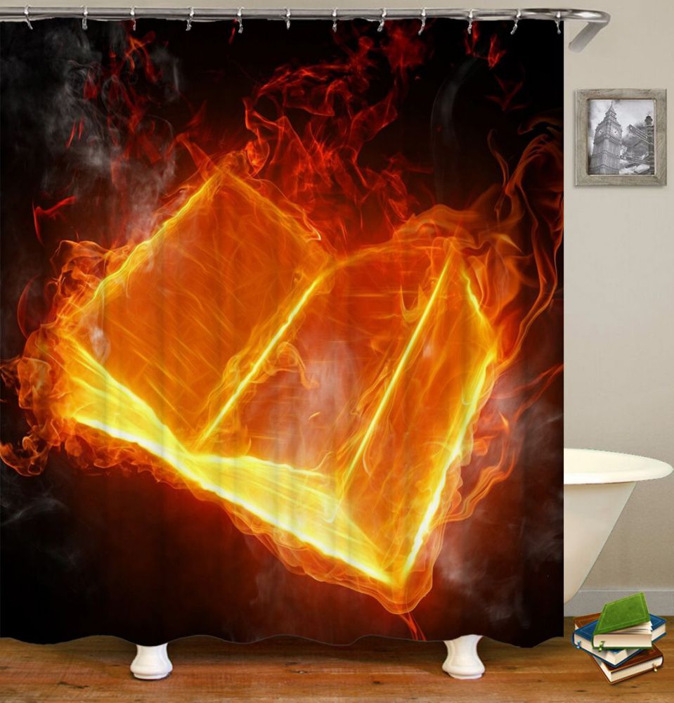 Flame Book Shower Curtain | Book Shower Curtain