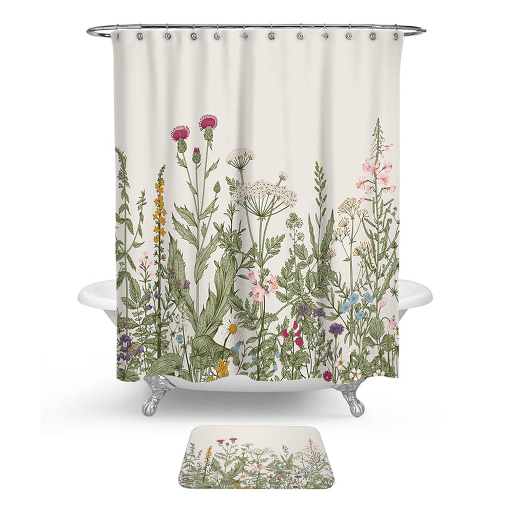 Floral Wildflower Shower Curtain | Wild Flower Bathroom Curtain