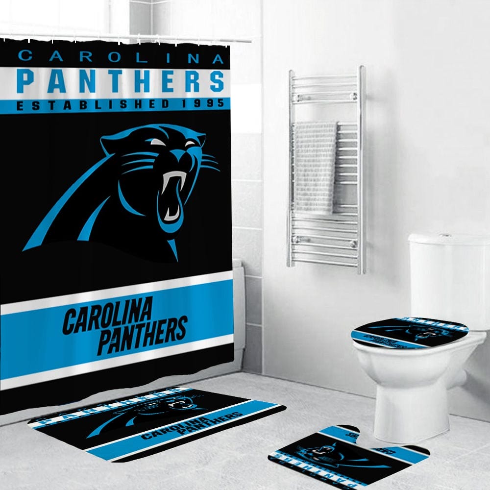 Carolina Panthers Shower Curtain, Football Carolina Panthers Bathroom Decor