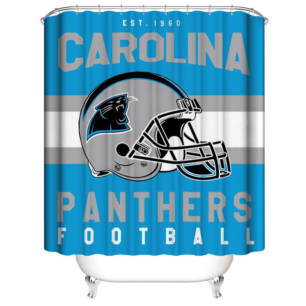 NFL Football Team Helmet Flag Charlotte Carolina Panthers Shower Curtain