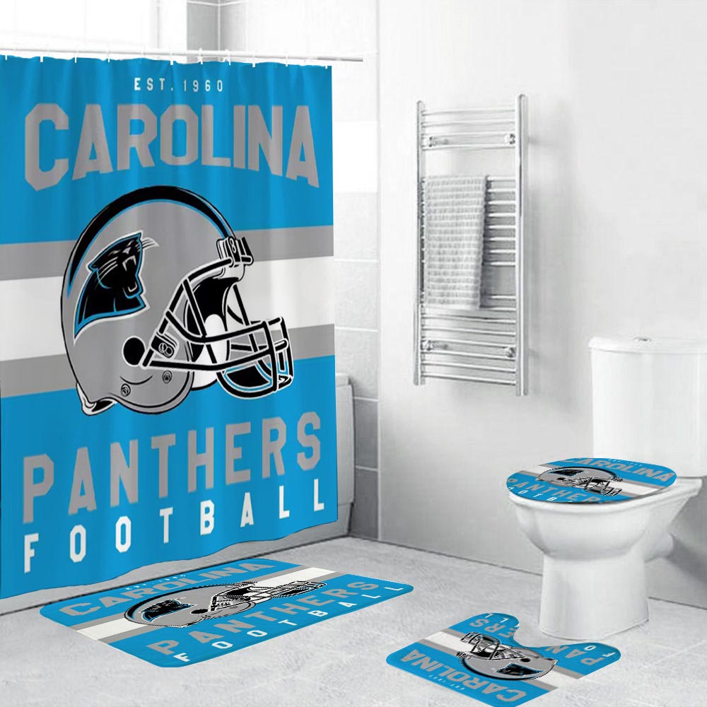 NFL Football Team Helmet Flag Charlotte Carolina Panthers Shower Curtain