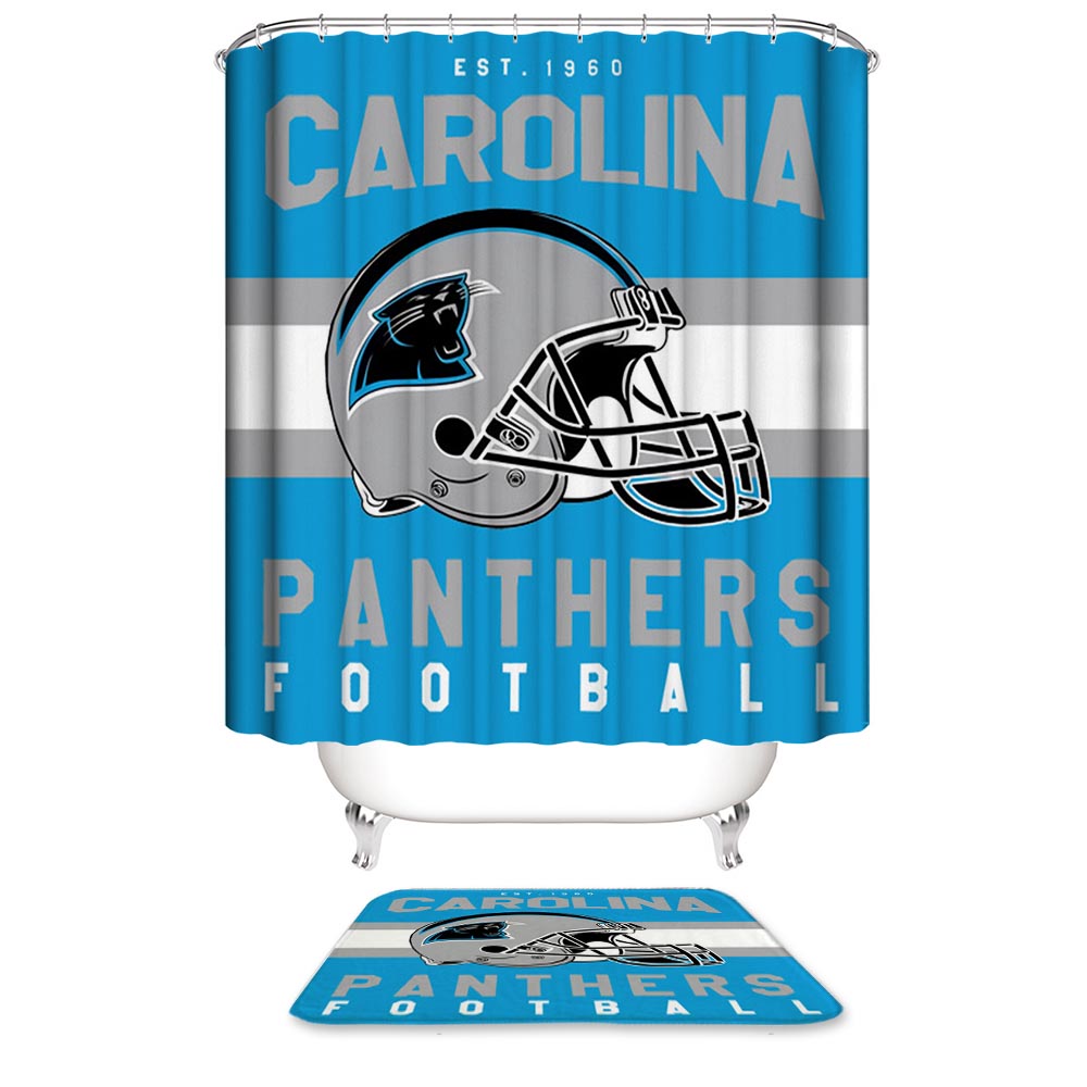 NFL Football Team Helmet Flag Charlotte Carolina Panthers Shower Curtain