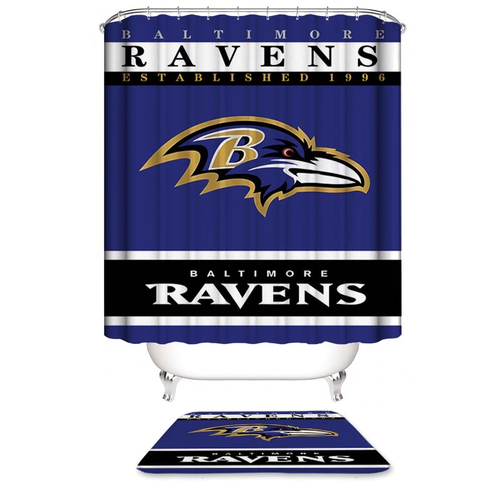 Baltimore Ravens Shower Curtain, Football Team Flag of Baltimore Bathroom Curtain