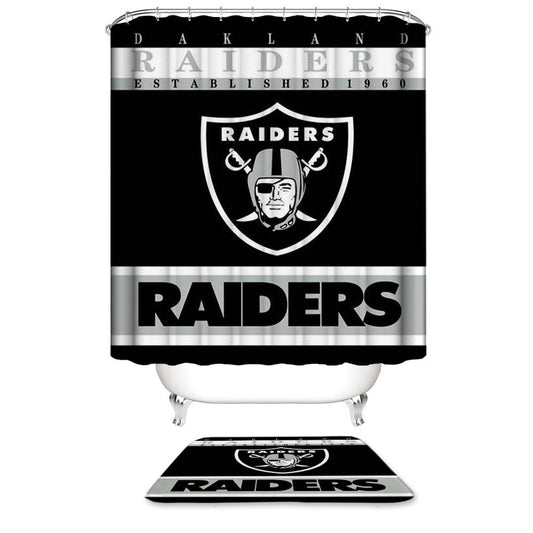 Las Vegas Raiders Shower Curtain, Las Vegas Raiders Football Team Bathroom Decor