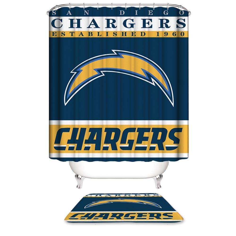 Chargers Shower Curtain, Los Angeles Chargers Chargers Football Bathroom Decor