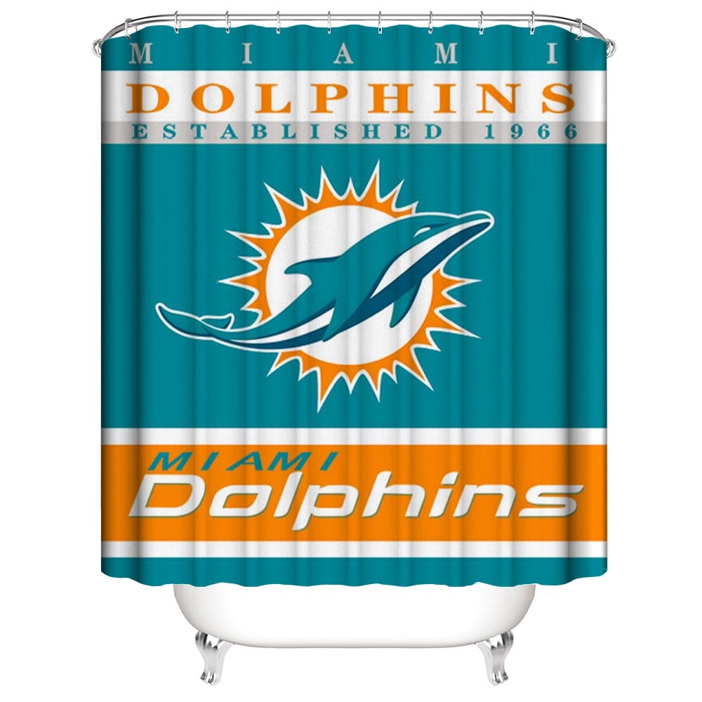 Miami Dolphins Shower Curtain, Miami Metropolitan Area Football Bathroom Decor