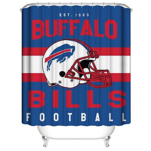 Buffalo Bills Shower Curtain, Football Team Helmet Niagara Falls Bathroom Decor