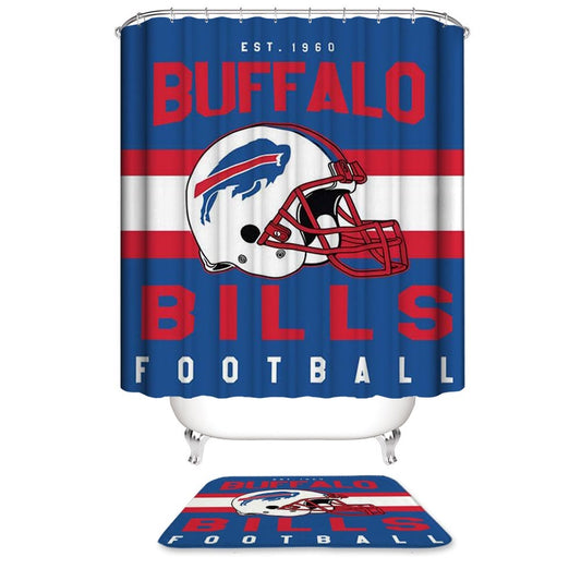 Buffalo Bills Shower Curtain, Football Team Helmet Niagara Falls Bathroom Decor