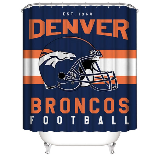 Helmet Flag Denver Broncos Shower Curtain, Colorado Denver Football Bathroom Decor