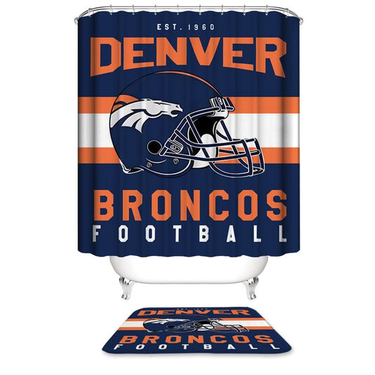 Helmet Flag Denver Broncos Shower Curtain, Colorado Denver Football Bathroom Decor