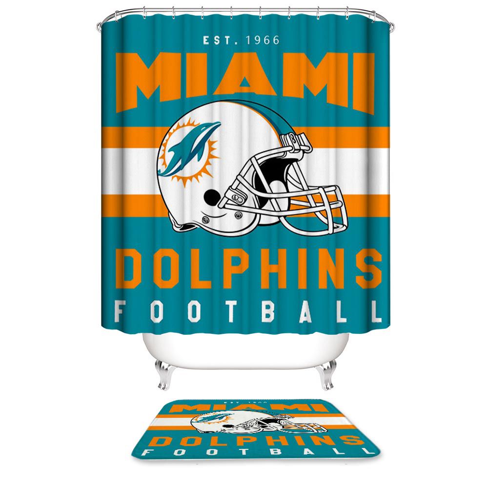 Football Team Helmet Flag Florida Miami Dolphins Shower Curtain