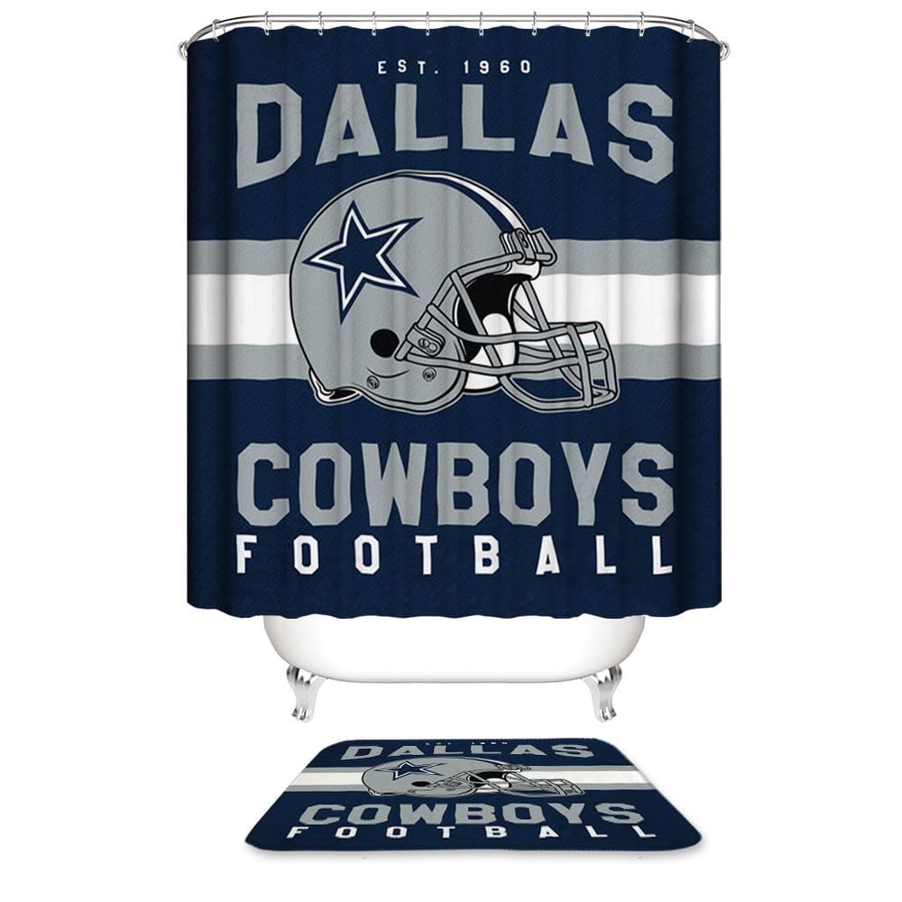 Dallas Cowboys Shower Curtain, Fort Worth Metroplex Football Bathroom Decor