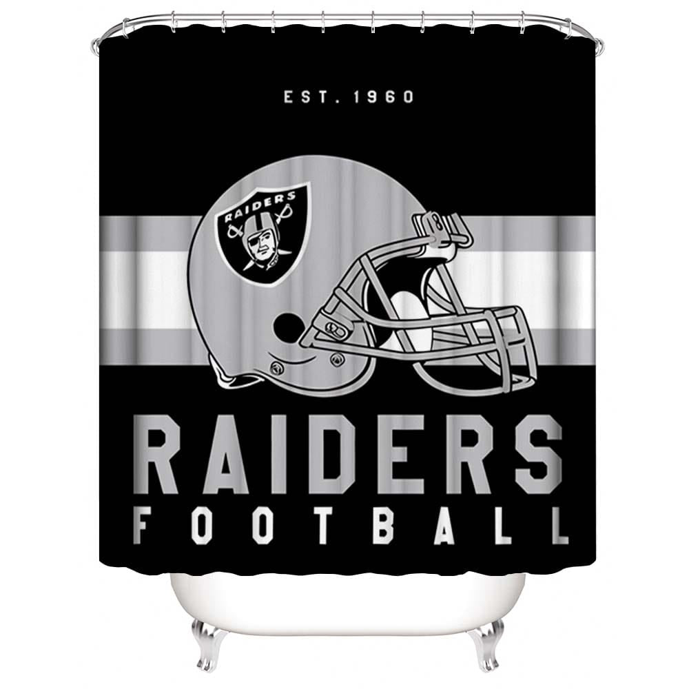 Raiders Shower Curtain, Las Vegas Football Raiders Helmet Bathroom Curtain