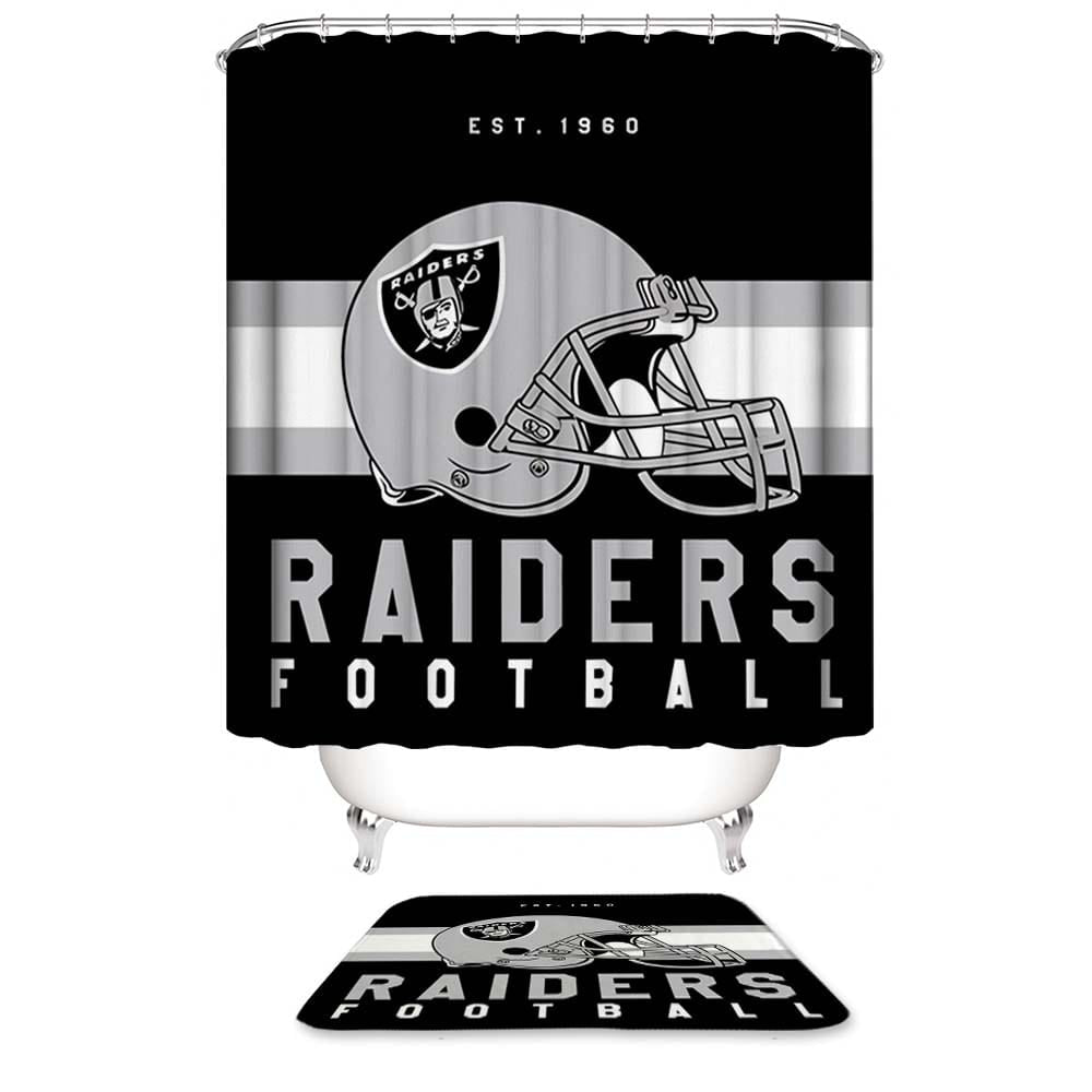 Raiders Shower Curtain, Las Vegas Football Raiders Helmet Bathroom Curtain