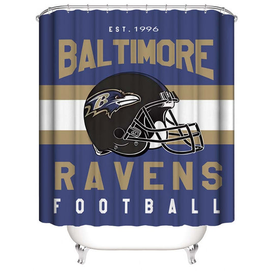 Helmet Baltimore Ravens Shower Curtain, Football Maryland Baltimore Ravens Fans Bathroom Decor