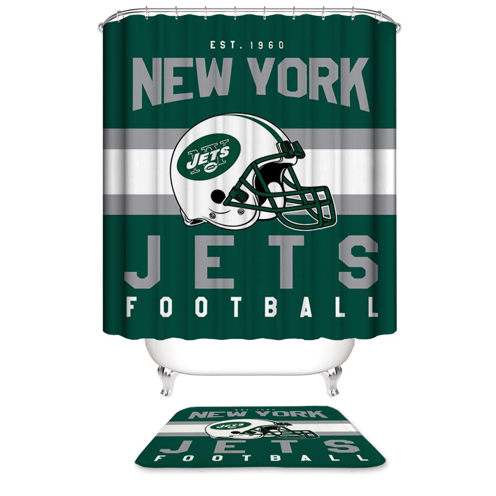 NFL Football Team Helmet Flag New York Jets Shower Curtain