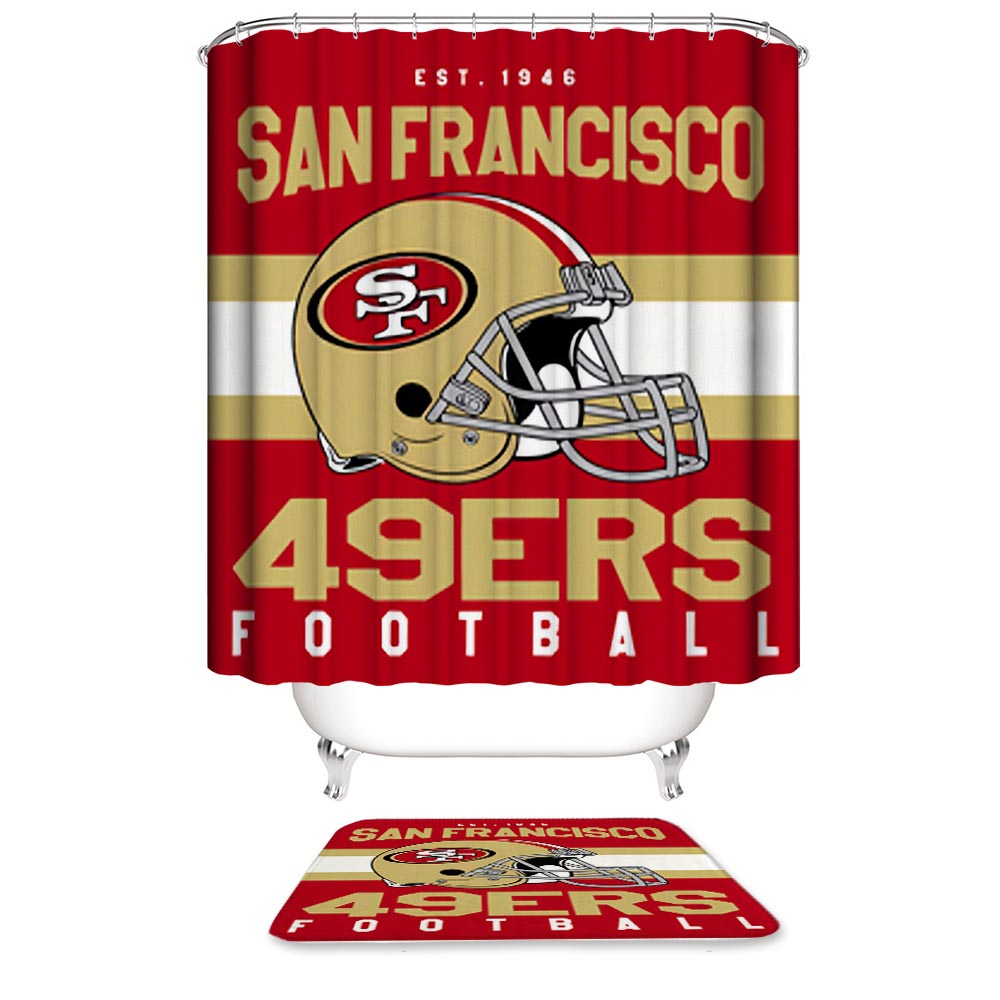 Football Team Helmet Flag San Francisco 49ers Shower Curtain