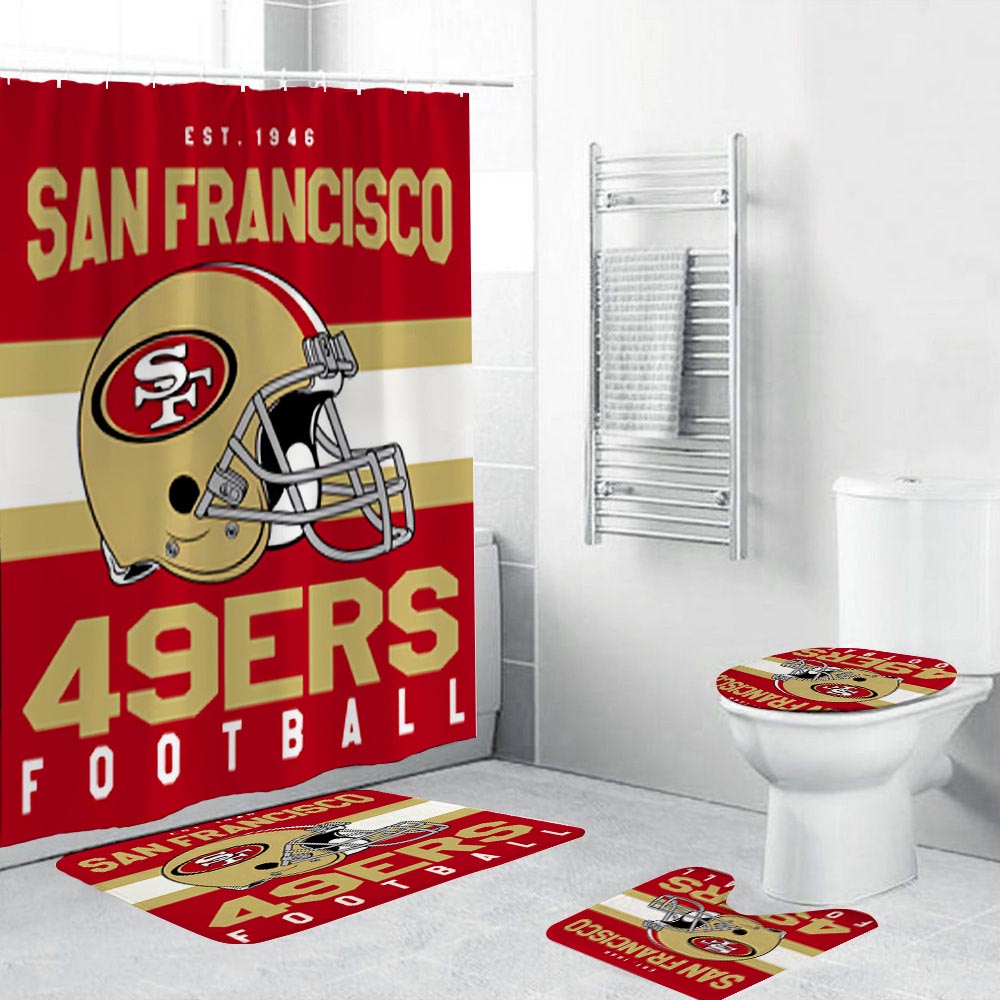 Football Team Helmet Flag San Francisco 49ers Shower Curtain