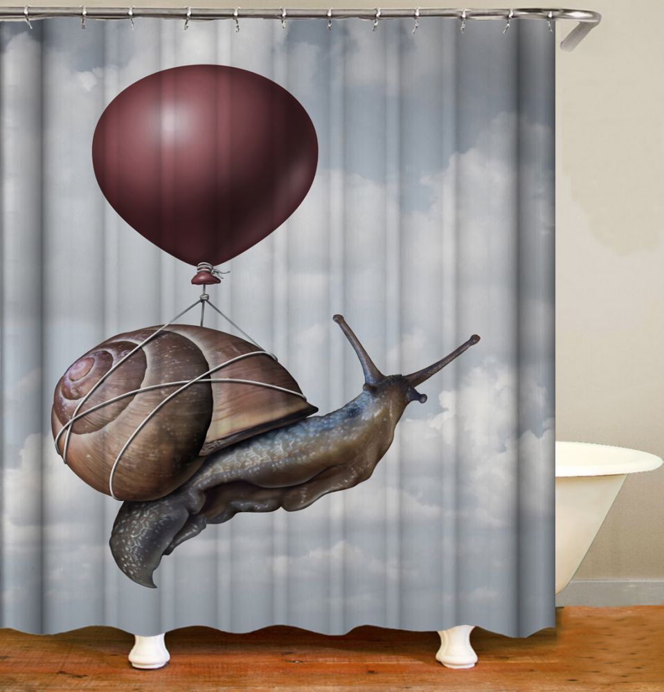 Funny Flying Snail Shower Curtain | Flying Snail Shower Curtain